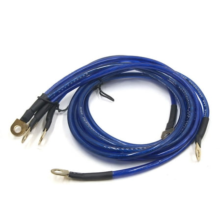 5-Point Battery Grounding Earth Cable Wire System Kit Blue for Car