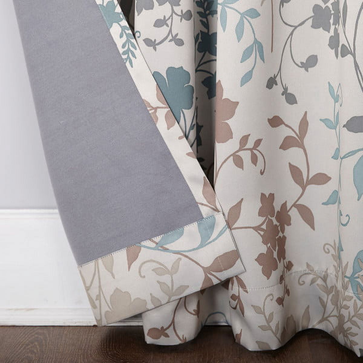 Sun Zero Oakland Rod Pocket Room Darkening Floral Print Window Single Curtain Panel, 54" X 84", Stone, 54"X84", Stone