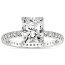 5 Carat IGI Certified Radiant Shape Lab Grown Diamond Engagement Ring | 14K White Gold | Claire Full Eternity Diamond Ring | FG-VS1-VS2 Quality Friendly Diamonds