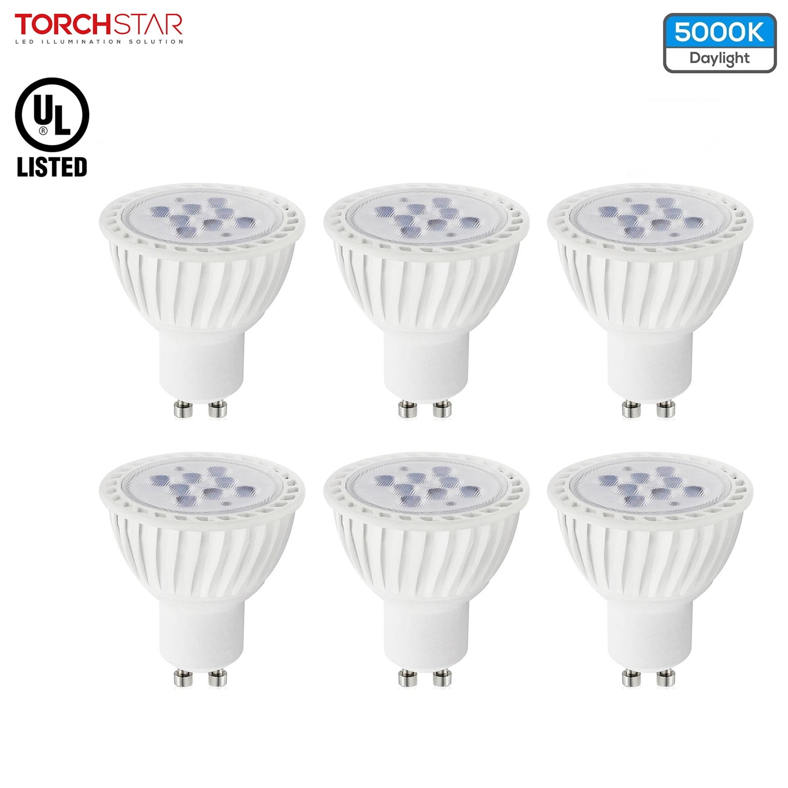 TORCHSTAR MR16 LED GU10 Base Bulb for Track Lighting, Recessed Non-Dimmable, 7W (60W Equivalent), 5000K Daylight, 36° Beam 500Lm, UL-Listed, 2 Years Warranty, Pack of 6 - Walmart.com