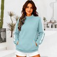 thumbnail image 7 of Mock Neck Sweatshirt Women Fall Fashion Oversized Turtleneck Pullover Side Stripes Long Sleeve Casual Sweatshirts Light Green L, 7 of 7