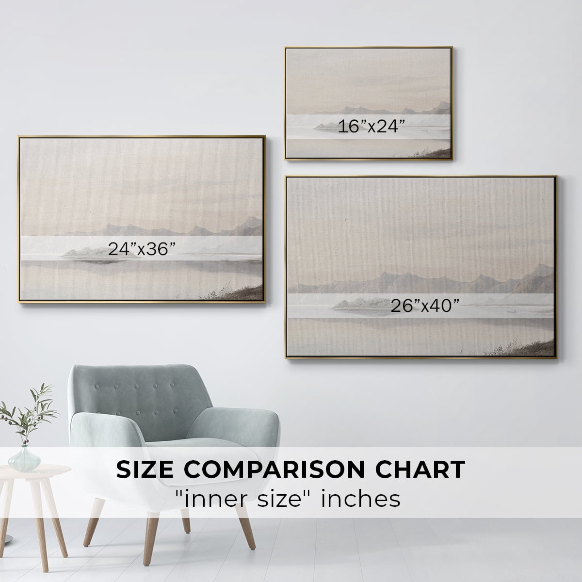 Vintage Landscape-MXI By Wexford Home Framed in Gold Wood Gallery Wrapped Canvas 25 in. x 37 in.