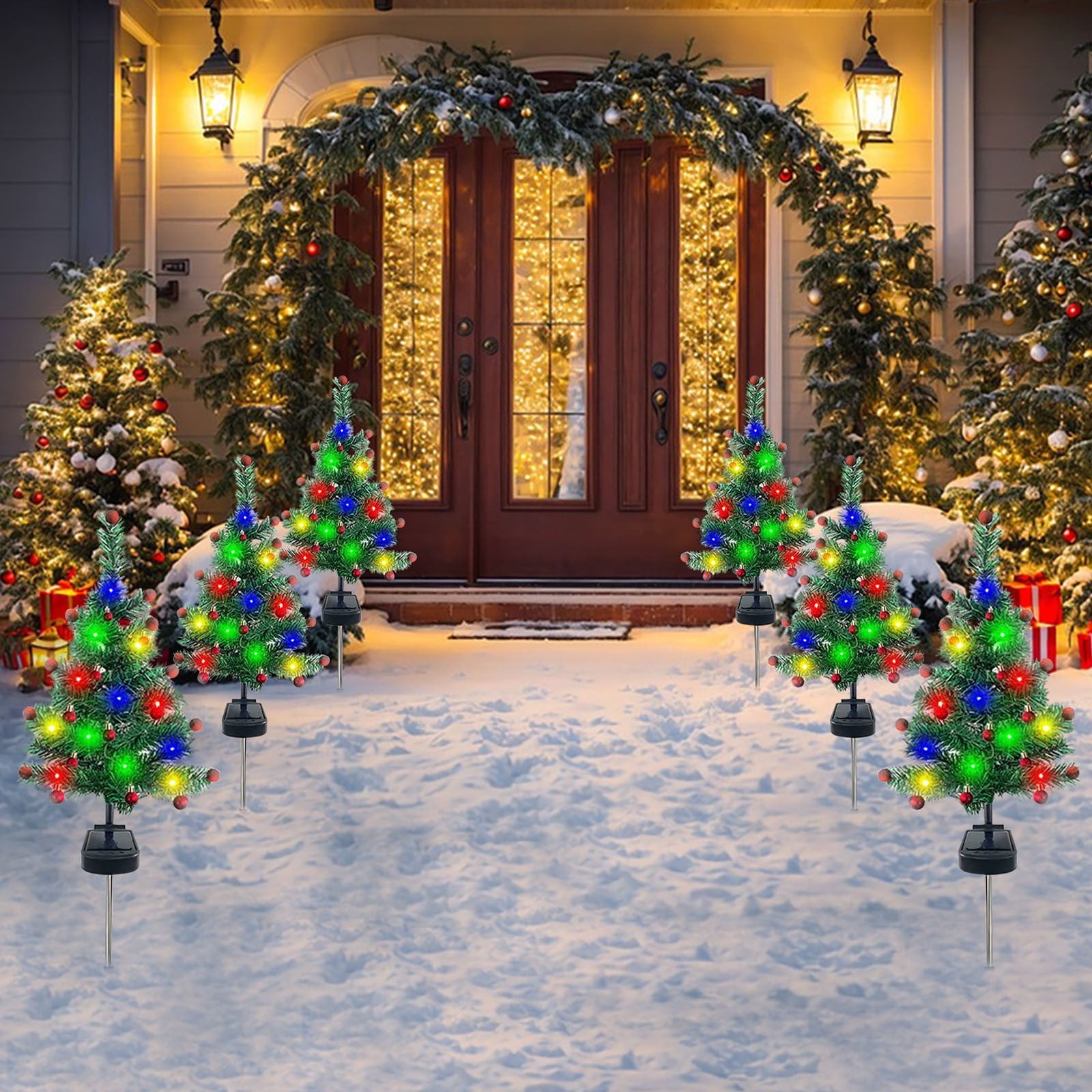 Coollooc Solar Christmas Tree Lights Outdoor,31 Inches Solar Powered Christmas Lights Outdoor Waterproof,Christmas Decorations Lights Outside,8 Modes Outdoor Xmas Tree Decor For Yard Garden Cemetery