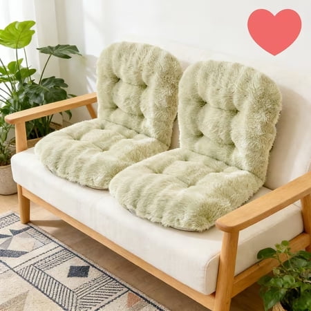 Faux Fur Chair Cushion with Backrest Thickened Non-Slip Seat Pad for Office Car