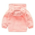 thumbnail image 4 of GYRATEDREAM Infant Baby Girls Fleece Ears Hat with Lined Hooded Zipper Up Jacket Coat Tops Outwear Overcoat Warm Fall Winte for 3-4Y Pink, 4 of 6