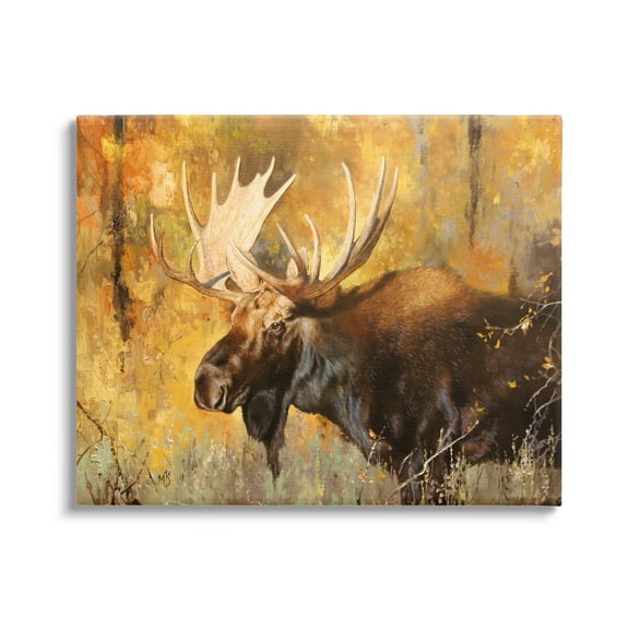 Stupell Industries Autumn Foliage Moose Portrait Animals & Insects Photography Gallery Wrapped Canvas Print Wall Art, 20 x 16