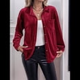 thumbnail image 4 of Cárdigan de Terciopelo de Larga de Invierno para Mujer, Blusa Informal con Botones, Blusas para Mujer Verde M, 4 of 9