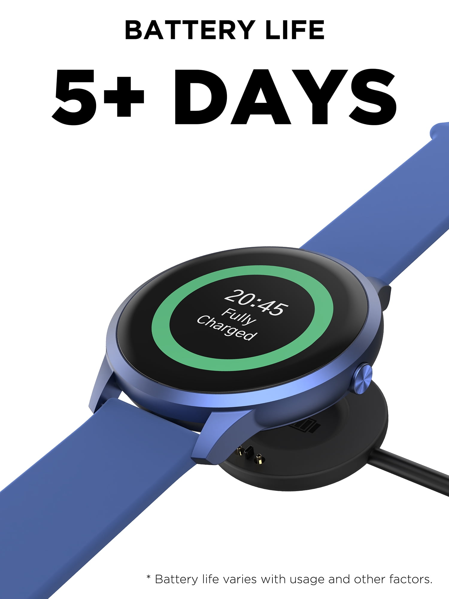iTech Elite 3 Unisex Adult Smart Watch, Blue, Silicone Strap