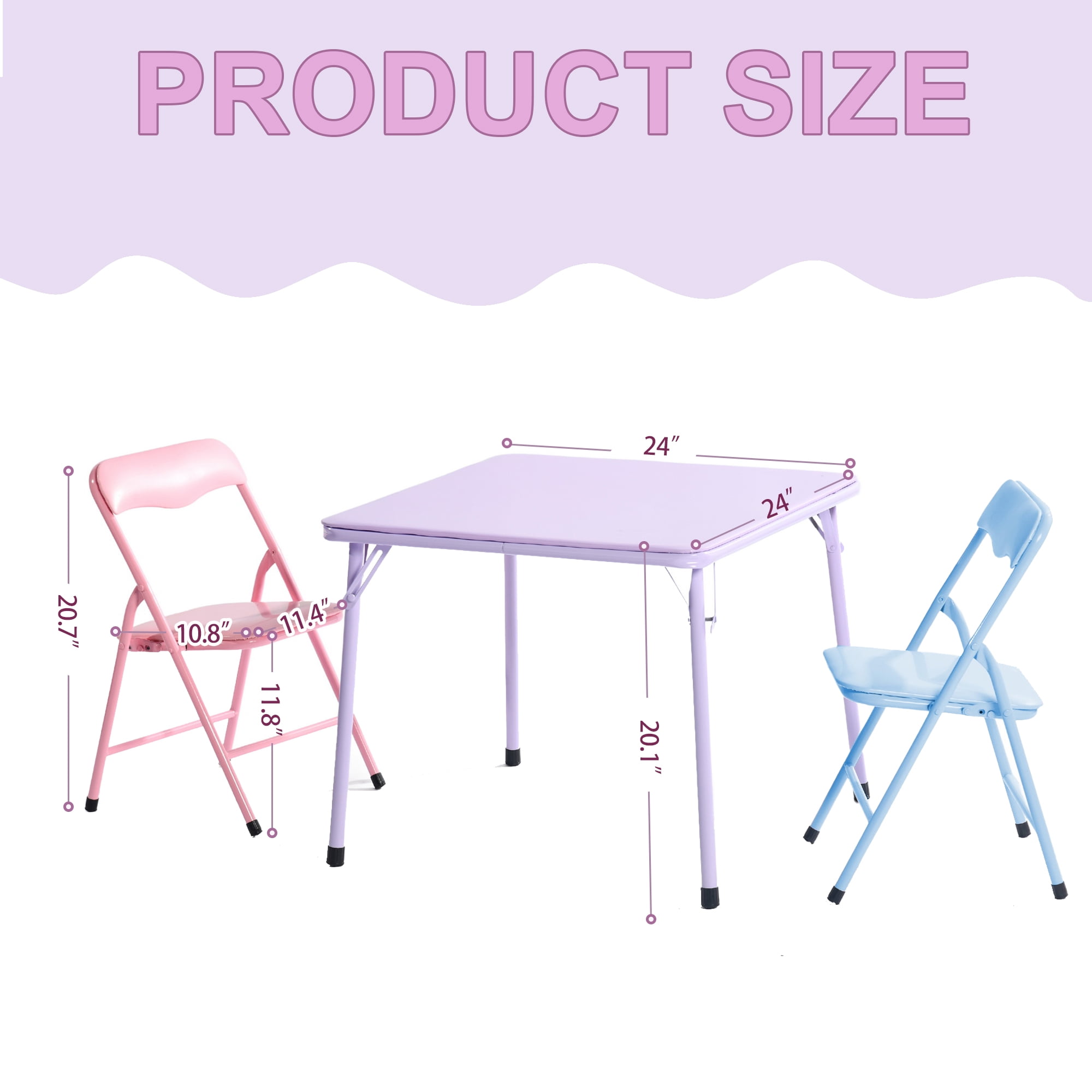 Homy Casa Kids Folding Play Table with 2 Chairs, Multicolor Toddler Playroom Classroom Activity Set