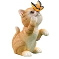 thumbnail image 3 of Estatua de gato de jardín de dibujos animados, escultura de gatito, mariposa, luz Solar, figura decorativa creativa respetuosa con el medio ambiente p Amarillo, 3 of 8