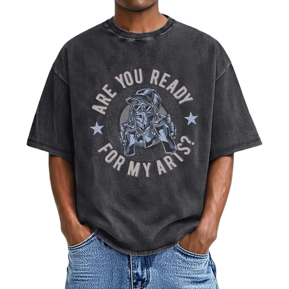 Distressed Graphic Print Tee for Everyday Casual Streetwear Men’s T Shirts Fashionable Washed Design