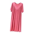 thumbnail image 2 of Hilenly Womens Nightgown Short Sleeve Sleepwear Comfy Sleepshirts Pleated Crewneck Nightshirt Comfy House Dress, 2 of 8