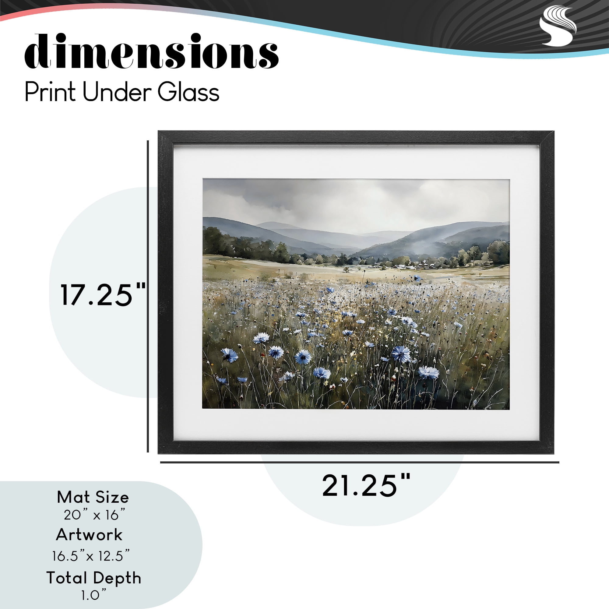 Stupell Industries Sapphire Speckled Fields Black Framed Print Under Glass, design by Franklyn Gregory