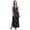 Black, variant on Floral Ladies Crew Neck Waist String Print Maxi Dress with Side Slits Summer Wear-Medium