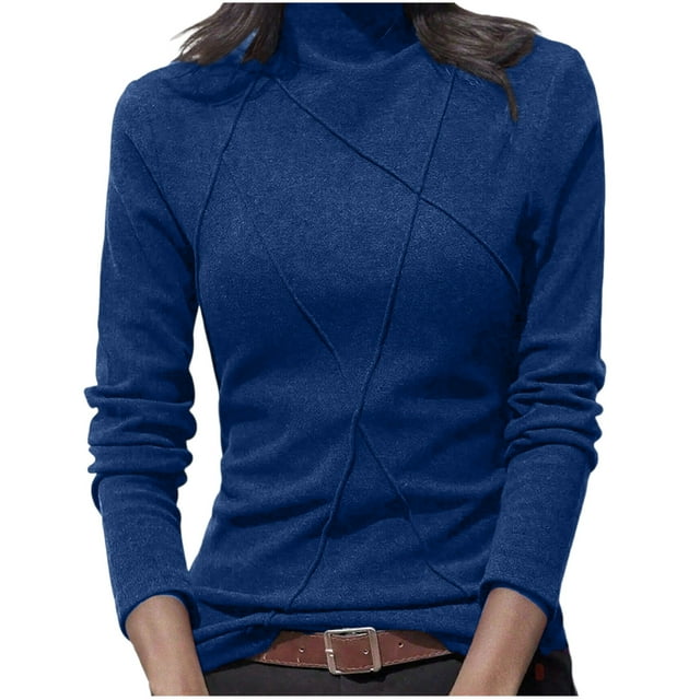 Diufon Hauts à Col Roulé pour Femmes Manches Longues Tuniques Thermiques Hauts Couleur Unie Mode d'Automne sous-Vêtements Basiques
