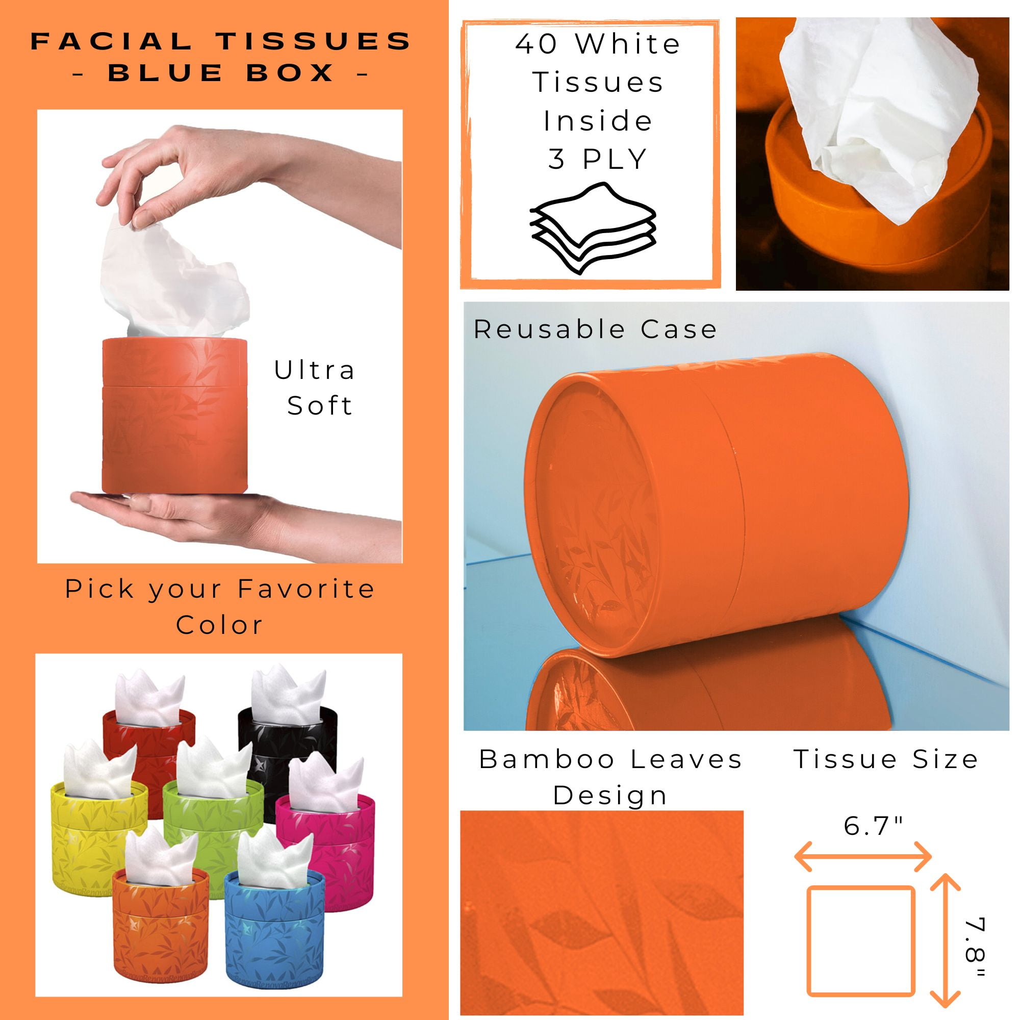 公式限定 福袋 - 公式通販オンラインショップ Renova Facial Tissue Round Orange Box, 40 Tissues Per Box FacialTissues