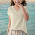 thumbnail image 2 of Loopsun Boys Girls Summer Tshirts, Boys and Girls Solid V Neck Short Sleeve Knit Tops Beige 15-16 Years, 2 of 5