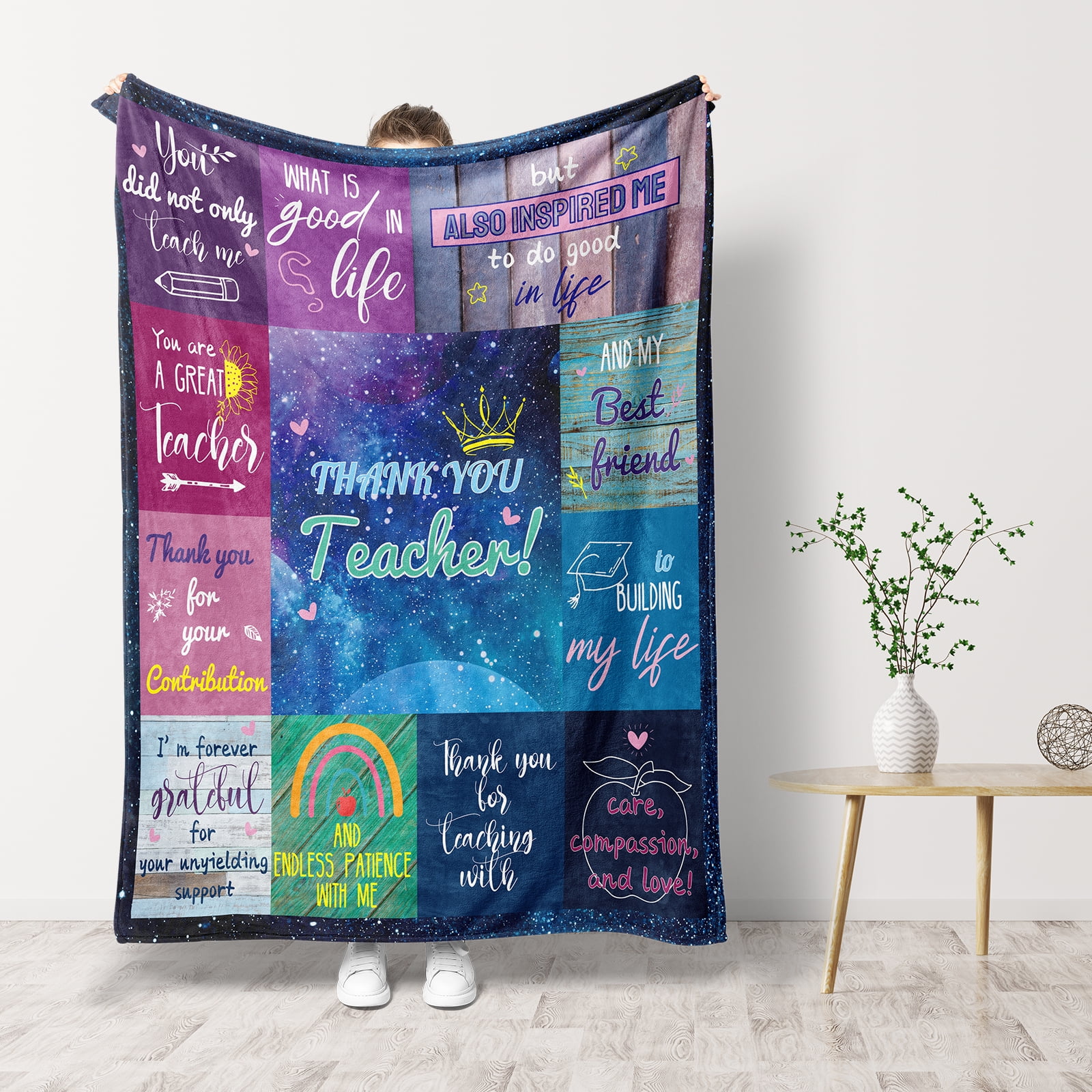 KAAYEE Teacher Appreciation Gifts,Funny Teacher's Day Gifts for Women Men,Best Teacher Gifts from Student Blanket for Graduation Birthday Back to School,Blue,60X50"