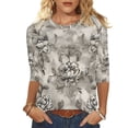 thumbnail image 1 of RXMEKW Haut à Imprimé Floral pour Femmes avec Manches 3/4 et Col Rond, Blouse Décontractée pour Usage Quotidien et Travail, Tissu Polyester Spandex Doux, 1 of 5
