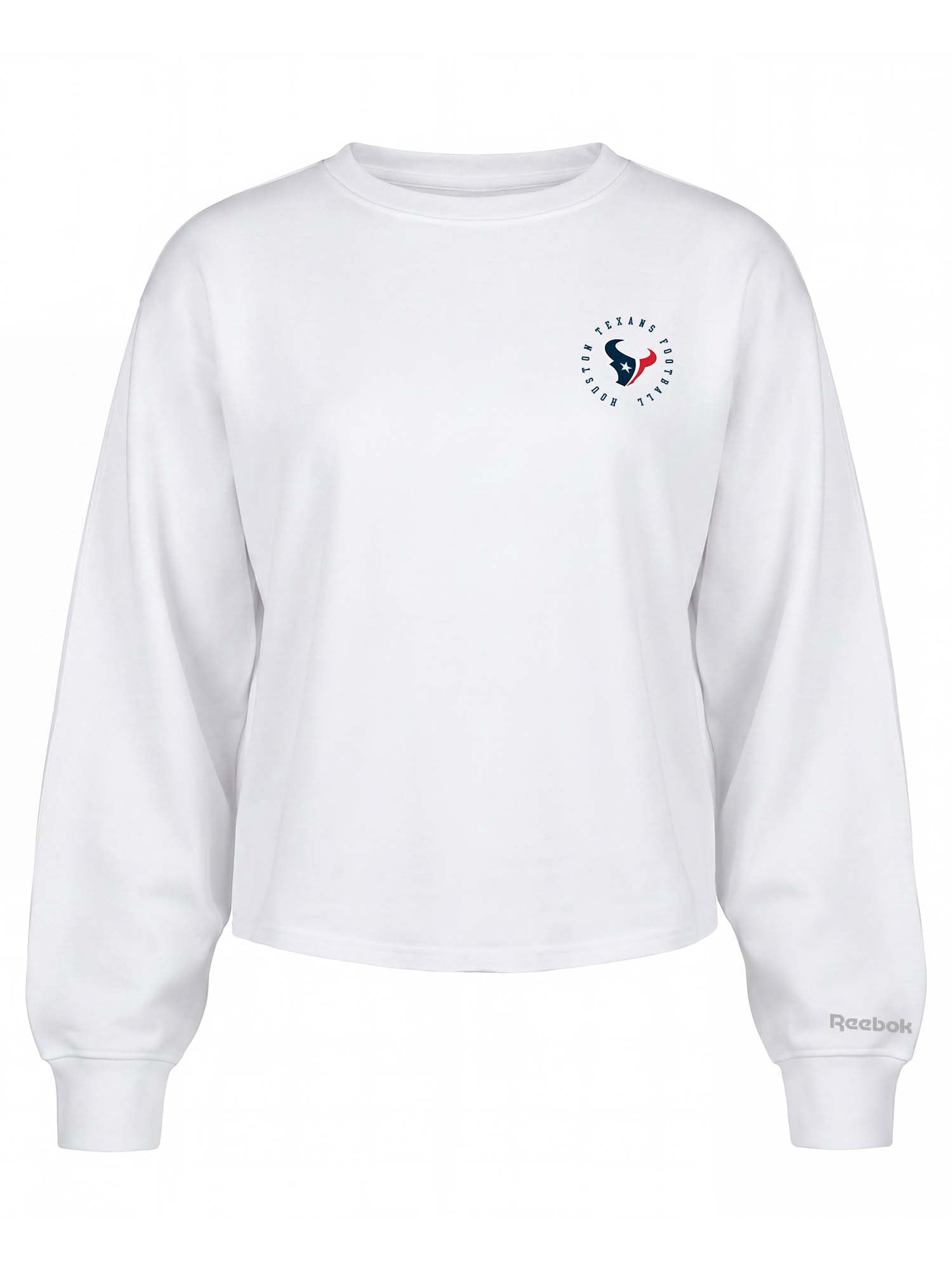 Houston Texans Reebok Womens White Heavyweight Cotton Long Sleeve Pullover