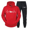 thumbnail image 3 of Conjunto de ropa deportiva con estampado de latidos del corazón de Dachshund para hombre, sudaderas con capucha y pantalones de manga larga a la moda, trajes de 2 piezas, chándales con diseño de perro, 3 of 5