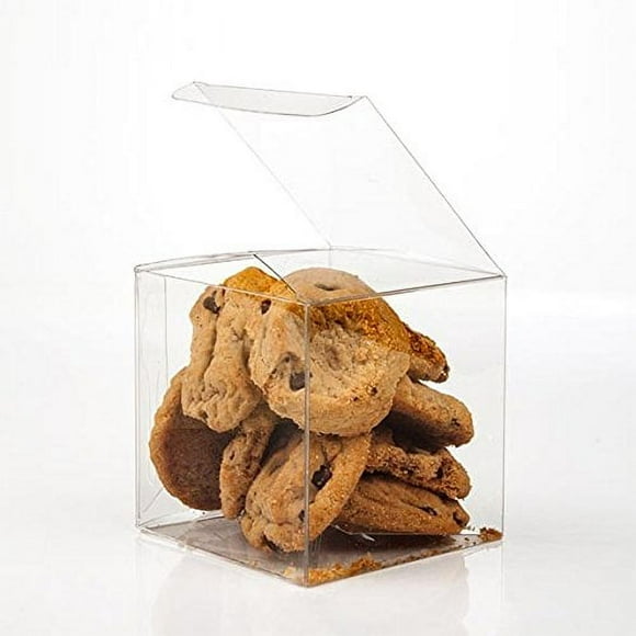 ClearBags 3 x 3 x 3 Boîtes Cadeaux Transparentes pour Vacances Boîtes en Plastique Transparentes pour Animaux de Compagnie pour Noël Mariages Fêtes Boîtes de Fête pour Ornements Cadeaux Bonbons Biscuits Sûr pour les Aliments PLB58 25 Boîtes