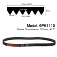 thumbnail image 2 of 6PK1110 V-Ribbed Belt 6 Ribs 1110mm Length x 21mm Width x 5mm Height, EPDM Micro V Serpentine Belt, 2 of 5
