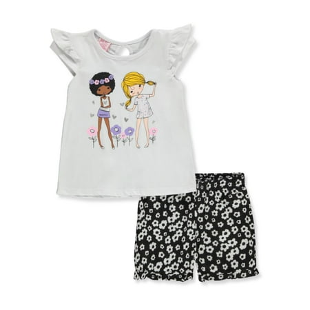 

Real Love Girls 2-Piece Flower Shorts Set Outfit - white/multi 3t (Toddler)
