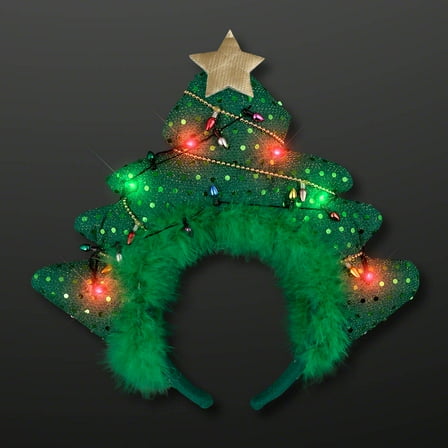 FlashingBlinkyLights LED Sparkling Christmas Tree Light Up Headband