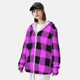 thumbnail image 5 of Kll Purple Black Buffalo Plaid Print Men'S Women’s Upf 50+ Sun Protection Outdoor Hoodie Jacket Long Sleeve Fishing Hiking Performance Shirt- Small, 5 of 8