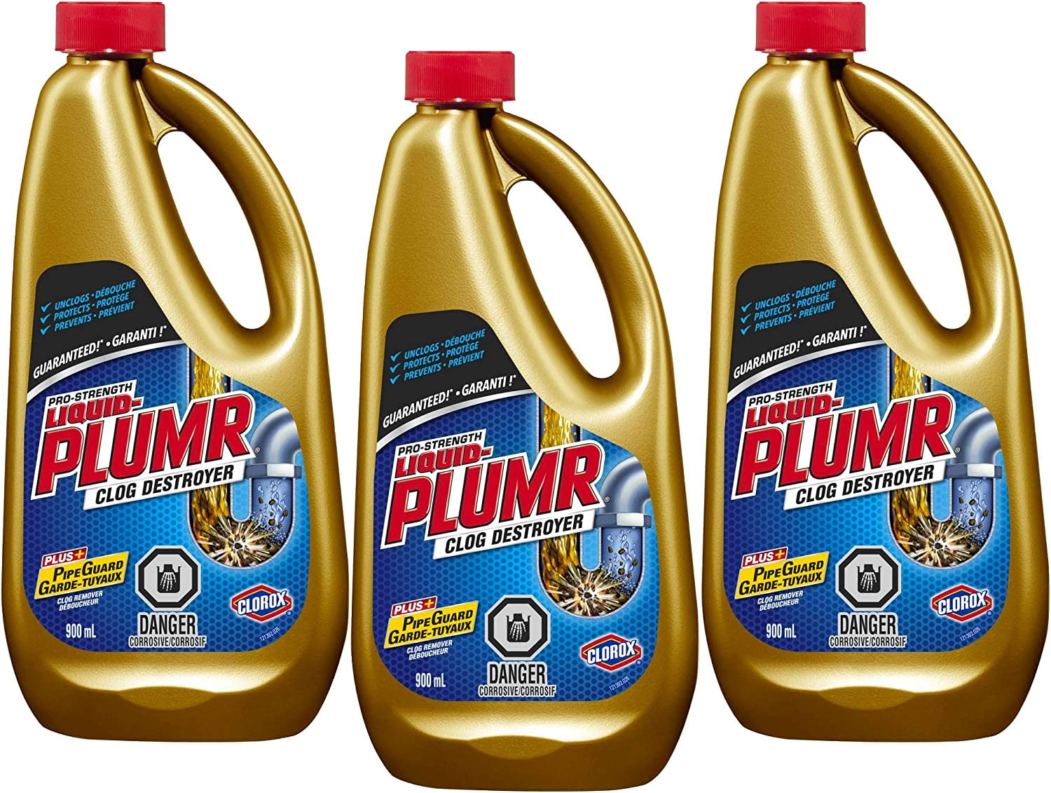 Clorox Liquid Plumr, Pro Strength Clog Destroyer, 3 Packs x 30 Fl.Oz