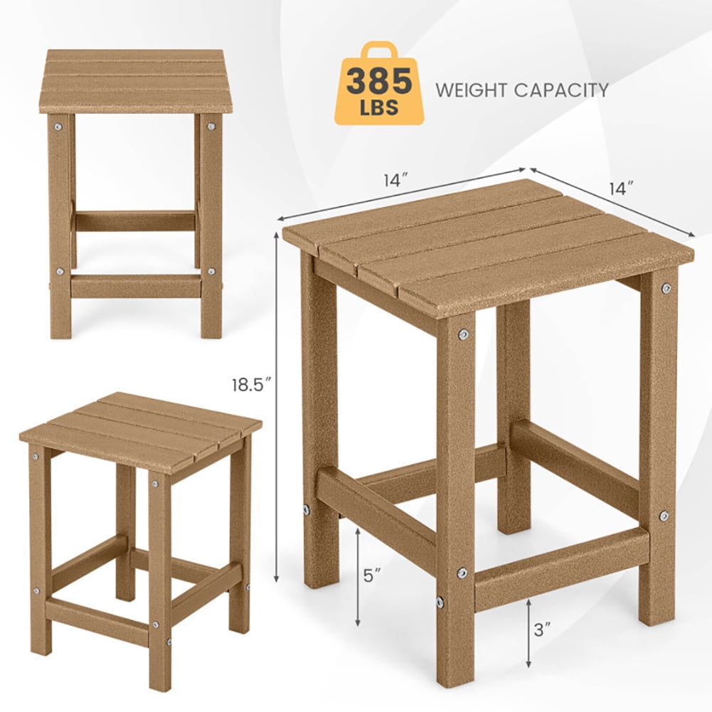 Aimee Lii 14 Inch Square Weather-Resistant Side Table, Outdoor Patio Furniture, Brown