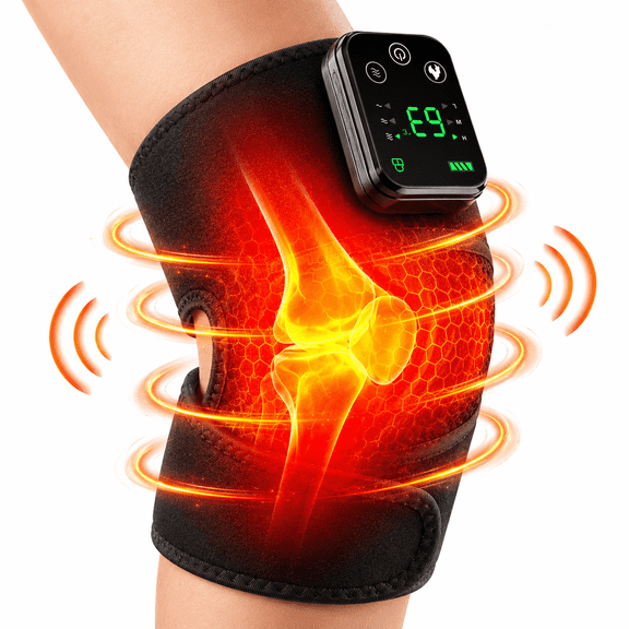 Heating Knee Massager, 3-in-1 Heating Pad for Knee Shoulder Elbow with Vibration, Portable Wireless Heated Knee Brace Wrap Relax for Office, Study, 1PCS