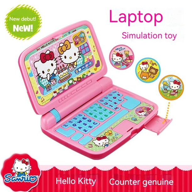 Sanrio-emulación de Hello Kitty para niños, ordenador portátil, teléfono móvil, juego de simulación, juguete Kawaii, Anime, juguetes de trabajo para niñas, regalo