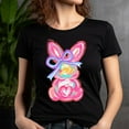 thumbnail image 5 of Pink Bunny Bow Graphic T-Shirt | Hand-Painted Pastel Rabbit Tee for Women, Natural, S, 5 of 6