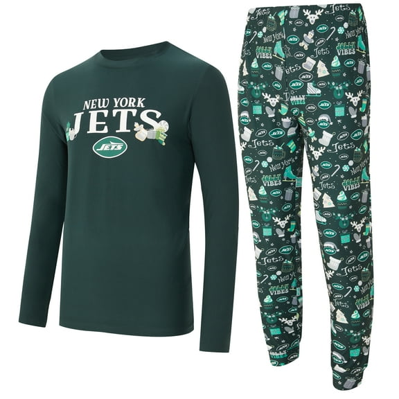 Men's Concepts Sport Green New York Jets Chestnut Long Sleeve Top & Pants Set