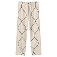 thumbnail image 4 of Beige Background Dark Lines Pattern Winter Female Pants Flannel High Waist Women Pants Lady Warm Straight Leg Plush Trousers, 4 of 7