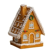 Lighted Miniature Christmas Gingerbread Pastel House Figurine, LED Light Up Village Cottage Tabletop Desk Decor, Festive Winter Home Decor, Xmas Party Decor, Birthday Christmas Gifts for Boys Girls