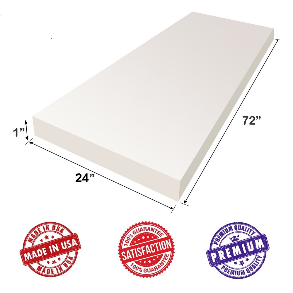 Upholstery Visco Cool Gel Memory Foam Sheet 1"H x 24"W x72"L - Luxury Quality Good for Sofa & Chair Cushion, Wheelchair, Doctor Recommended for Backache & Bed Sores by Dream Solutions USA