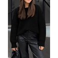 thumbnail image 5 of Women's Fall Sweaters Casual Long Sleeve Pullover Crewneck Ribbed Knit Jumper Tops Plain Blouse, 5 of 5