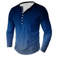 thumbnail image 2 of Dagegui Mens Gradient Color Shirts Fashion Long Sleeve Buttons T-Shirts V-Neck Henley Shirt Big and Tall Outdoor Active Tees Fall Casual Pullover Tops Blue,M, 2 of 4