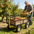 thumbnail image 3 of Eyisean Extra Large Folding Wagons Carts, 600LBS Heavy Duty Garden Dump Cart with Sturdy Steel Frame, Removable Mesh Sides & All-Terrain Pneumatic Tires, for Lawn Landscape, Grocery, Garden, Camping, 3 of 19