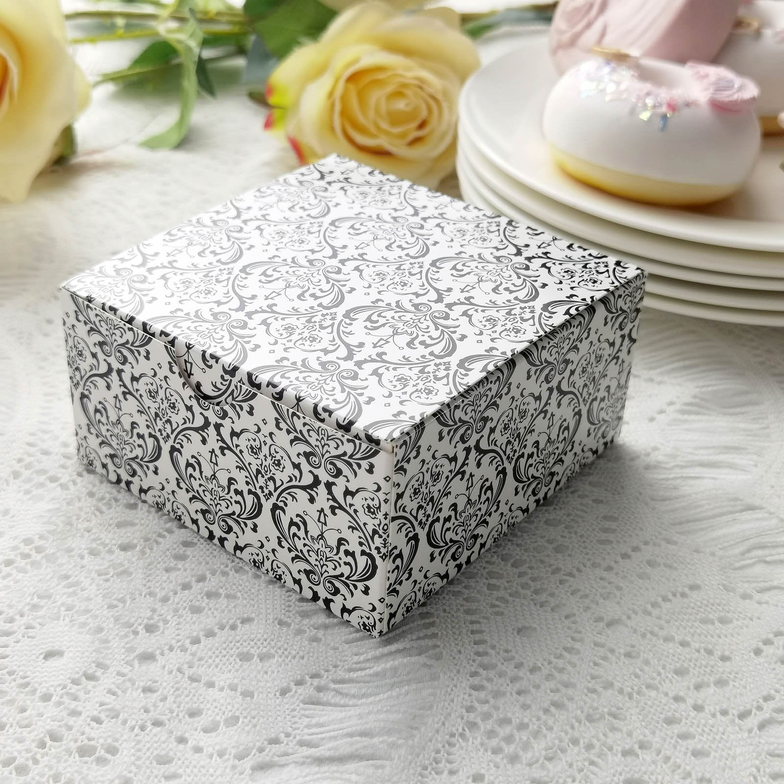 Gift Box White glossy 4x4x2 "Wedding Shower Party Favor Candy Cake Candle Soap 
