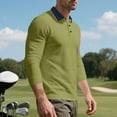 thumbnail image 5 of Dagugfen Golf Shirts for Men Button Lapel V Neck Ruched 3/4 Sleeve Loose Lightweight Casual Work Tops, 5 of 9