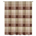 thumbnail image 2 of Brown Plaid Sheer Curtains 45 Inches Long, Modern Abstract Ombre Gingham Checkered Light Filering Curtains, Breathable Simi Curtain Privacy Drapes for Kitchen Bathroom Small Window Treatment, 2 of 9