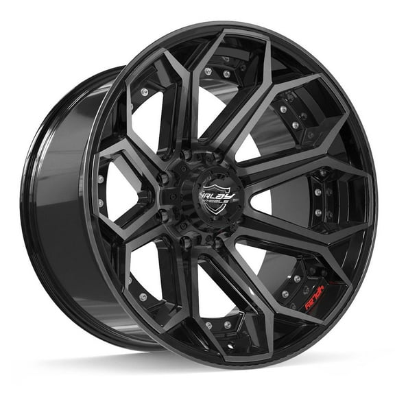 4PLAY Wheels 4P80 22 Inch Rims Fit 8x180 22x12 Gloss Black Brushed with Tinted Clear (Set of 4)