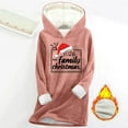 thumbnail image 2 of Christmas Pajamas Womens Sherpa Lined Hoodies Xmas Graphic Pjs Merry Christmas Fashion Letter Print Hooded Sweatshirts Soft Cozy Loungewear Top, 2 of 6