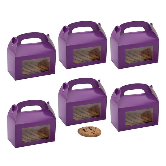 Fun Express 6" x 7" Bulk 48 Pieces Purple Cardstock Treat Boxes with Display Window