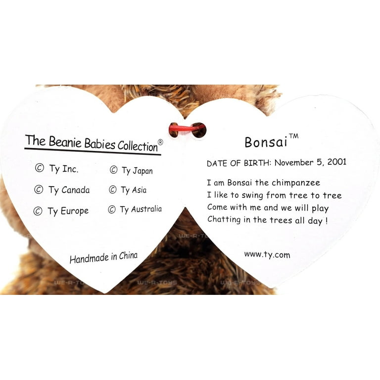 Ty Beanie Baby Plush Monkey: Bonsai the Chimpanzee Stuffed Animal