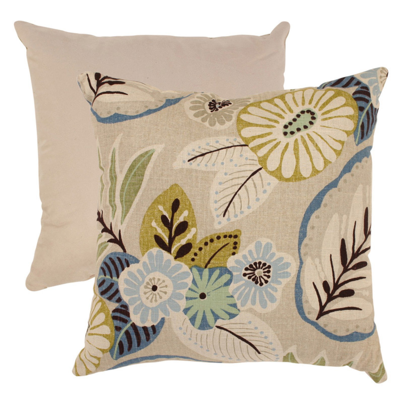 Pillow Perfect Beige and Blue Tropical Throw Pillow 18 in.
